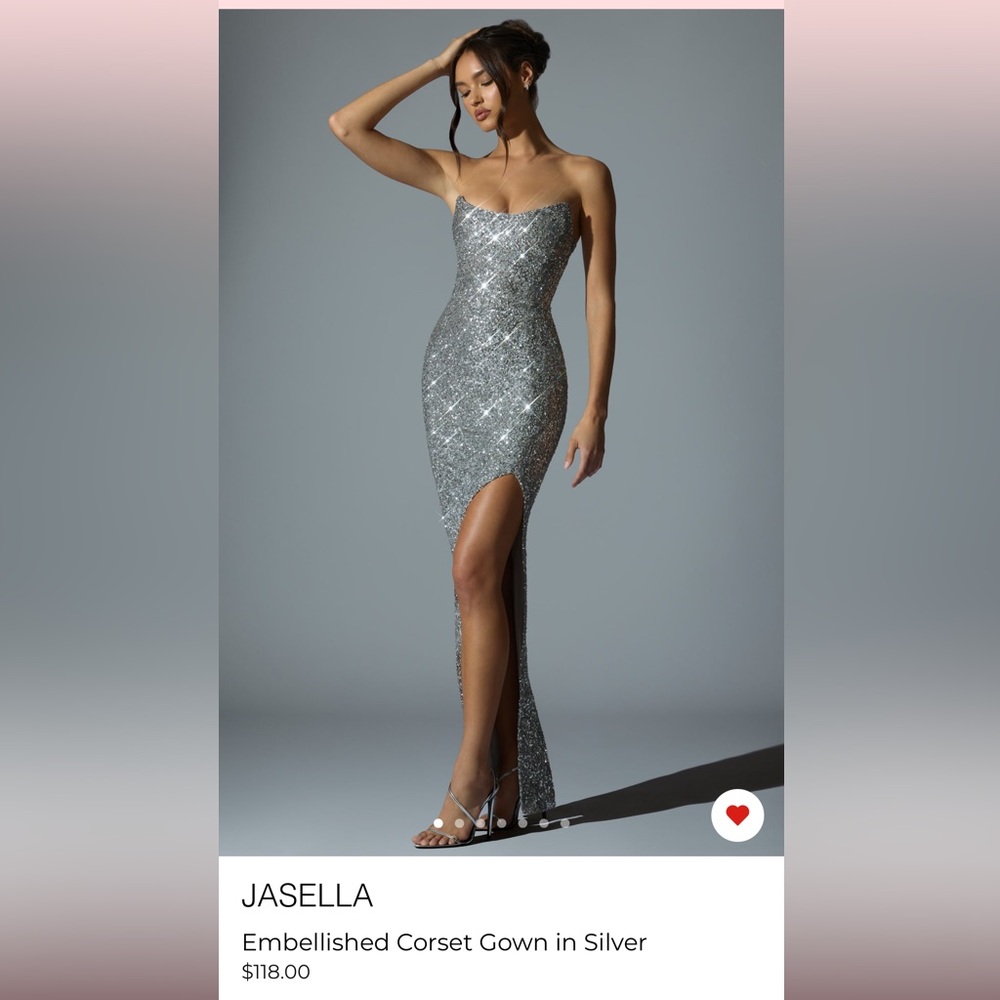 Oh Polly Silver Strapless Dress - Picture 2 of 12